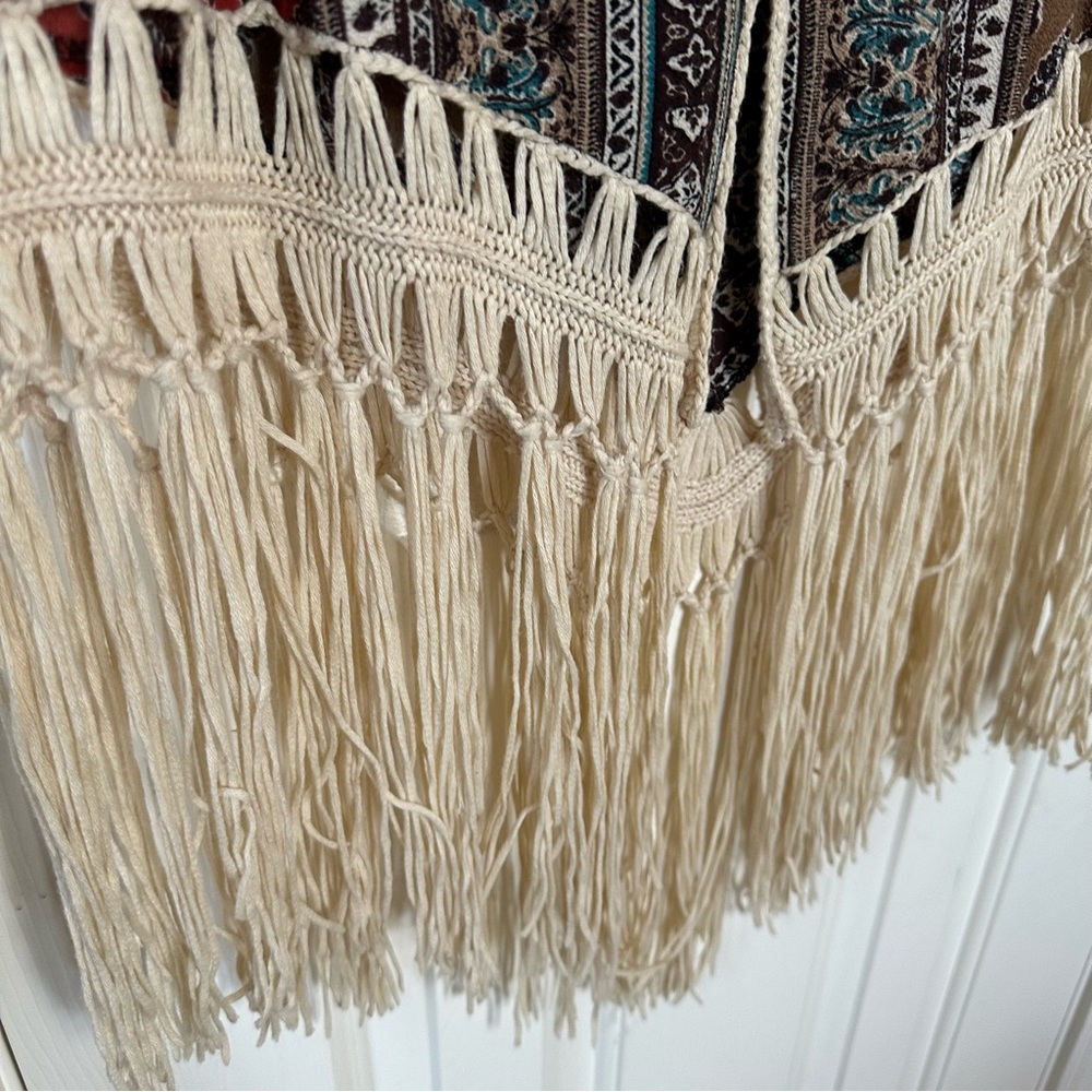 Dreamers Bohemian Vintage Crochet Fringe Patchwork Vest Woman’s-M Hippie Aztec - Picture 4 of 8